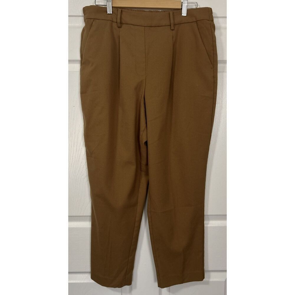 Croft and Barrow Women's Large Brown Elastic Waist Flat Front Pants w/ Pockets